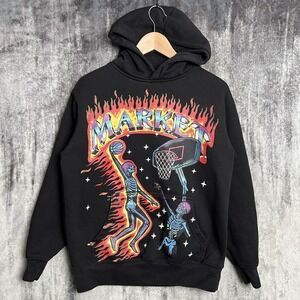 Market Skelly Dunk Hoodie Sz Small Black Marcos Alvarado Art